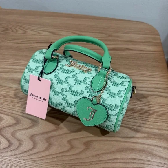 Juicy Couture Pep In Her Step Mini Barrel Bag Purse Mint Green Bling Y2K - Picture 2 of 8